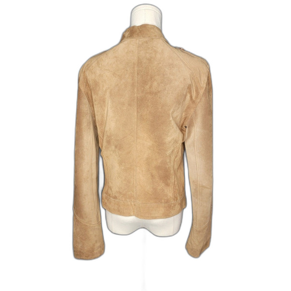 100% Suede Leather Tan M Motorcycle Style Jacket by Allan Denis - Picture 2 of 16